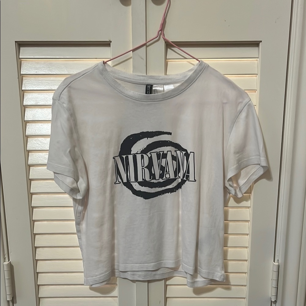 H&M White Tee with Black Graphic